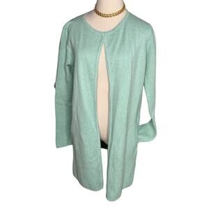 J. Crew 100% cotton heavyweight knit open long cardigan sweater pockets size XS